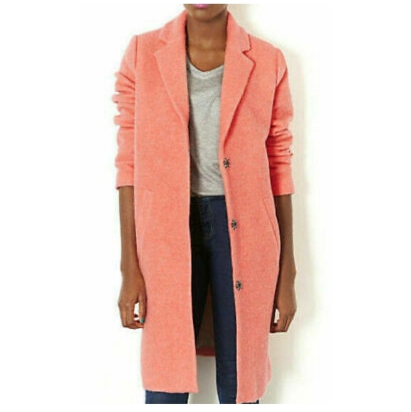 Topshop Jackets & Blazers - Topshop Boiled Wool, Long Coral Coat